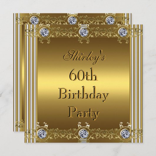 Invitation 60e Anniversaire de fête Gold (Devant / Derrière)