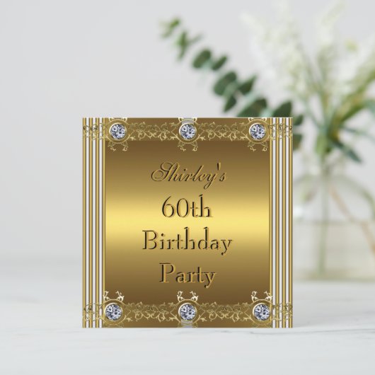 Invitation 60e Anniversaire de fête Gold (Debout devant)