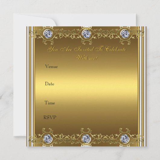 Invitation 60e Anniversaire de fête Gold (Dos)