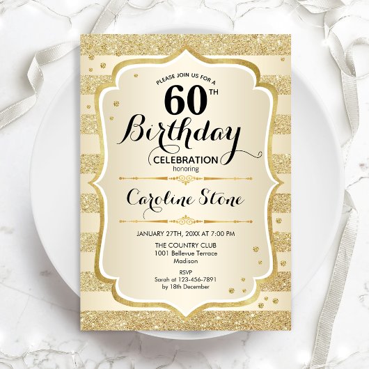 Invitation 60e anniversaire de fête Gold