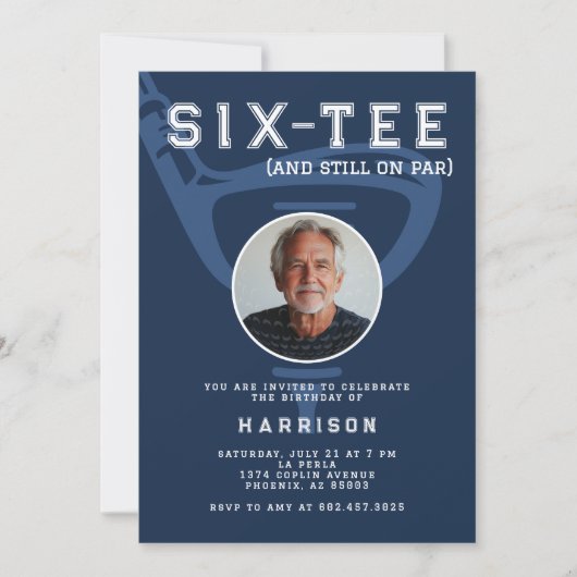 Invitation 60e anniversaire de fête Photo Modern Golf Marine (Devant)