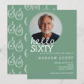 Invitation 60e anniversaire de fête Photo Soixante moderne Sa (Devant / Derrière)