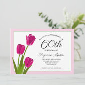 Invitation 60e anniversaire de fête Tulipes roses (Debout devant)