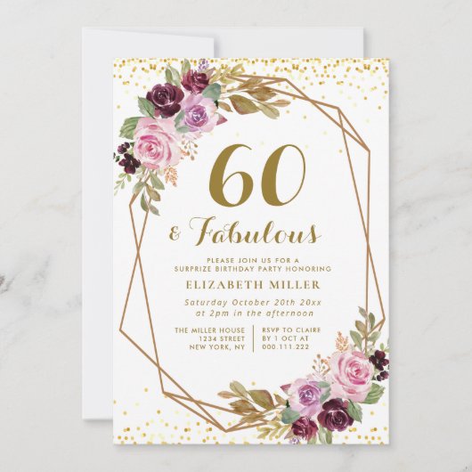 Invitation 60e anniversaire de floraison violette (Devant)