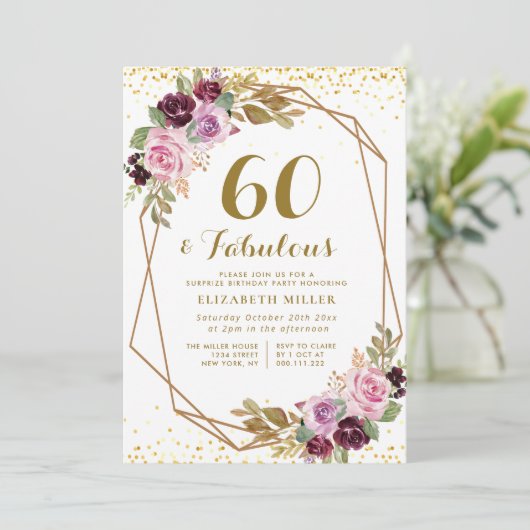 Invitation 60e anniversaire de floraison violette (Debout devant)