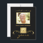 Invitation 60e anniversaire de la création du monogramme offi<br><div class="desc">Formal Personalized Birthday Party Invitations — Elegant but masculine black and photo invitations with handsomely detailed gold accents and monogram on simulated parchament. Add your own photo and customize the name, date, and details for the happy occasion. Parfait pour les photos contemporaines. Matching enveloppe, postage et thank you cards available....</div>