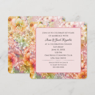 Invitation 60e anniversaire de la fête Cosmos Floral Garden
