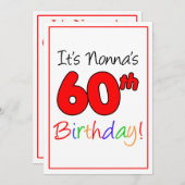 Invitation 60e anniversaire de la fête de Nonna (Devant / Derrière)