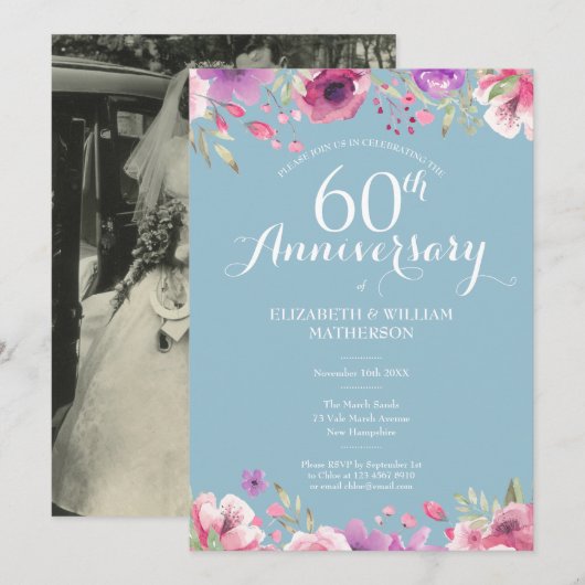 Invitation 60e anniversaire de la florale photographique Mari (Devant / Derrière)
