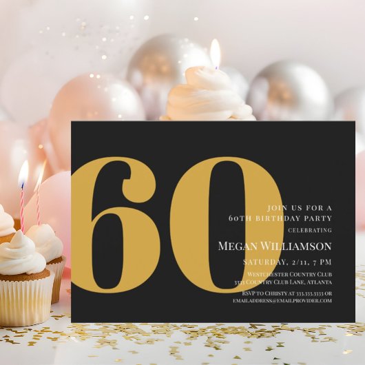 Invitation 60e anniversaire de la version moderne Gold et Bla