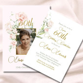 Invitation 60e anniversaire de l'élégante photo florale rose
