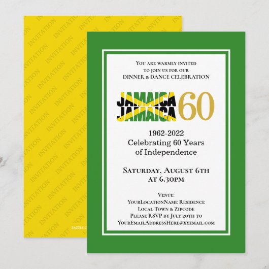 Invitation 60e anniversaire de l'indépendance de la Jamaïque (Devant / Derrière)