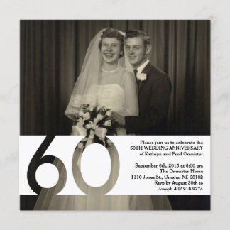 Invitation 60e anniversaire de mariage 5,25 x 5,25
