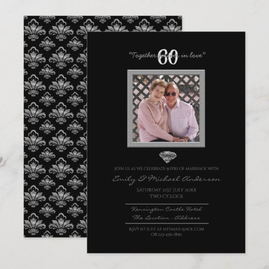 Invitation 60e anniversaire de mariage - AJOUTER PHOTO Invita (Devant / Derrière)