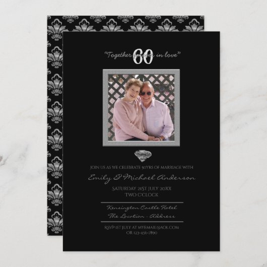 Invitation 60e anniversaire de mariage - AJOUTER UNE PHOTO Ca (Devant / Derrière)