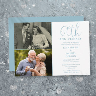 Invitation 60e anniversaire de mariage alors et maintenant 2