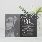 Invitation 60e Anniversaire de Mariage Ardoise Noir Argent (Debout devant)