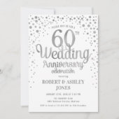 Invitation 60e anniversaire de mariage - Argent et blanc (Devant)