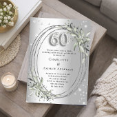 Invitation 60e anniversaire de mariage argent verdure diamant