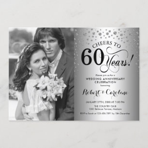 Invitation 60e anniversaire de mariage avec photo - Argent