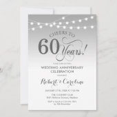 Invitation 60e anniversaire de mariage - Blanc argenté (Devant)