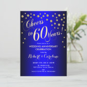 Invitation 60e anniversaire de mariage - Bleu royal et or (Debout devant)