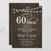 Invitation 60e anniversaire de mariage - Bois rustique (Devant / Derrière)