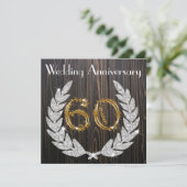 Invitation 60e anniversaire de mariage | Bois rustique et or (Debout devant)