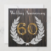 Invitation 60e anniversaire de mariage | Bois rustique et or (Devant)