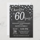 Invitation 60e anniversaire de Mariage Chalkboard Black Silve (Devant)
