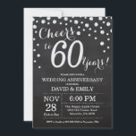 Invitation 60e anniversaire de Mariage Chalkboard Black Silve<br><div class="desc">60e anniversaire Mariage Chalkboard Black and Silver Invitation. Soixante ans Mariages. Chalkboard Black et Silver Parties scintillant Arrière - plan diamant. Confetti en argent. Anniversaire adulte. Fête d'anniversaire d'une femme ou d'un homme. Pour plus de personnalisation, cliquez sur le bouton "Customiser" et utilisez notre outil de conception pour modifier ce...</div>