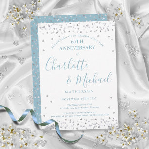 Invitation 60e Anniversaire de Mariage Cœurs Confettis Signat