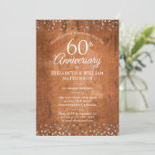 Invitation 60e anniversaire de mariage confetti bois rustique (Debout devant)