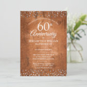 Invitation 60e Anniversaire de Mariage Confettis Bois Rustiqu (Debout devant)