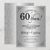 Invitation 60e anniversaire de mariage - Damassé noir argenté (Devant / Derrière)