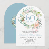Invitation 60e anniversaire de Mariage diamant Arc floral Ros (Devant / Derrière)