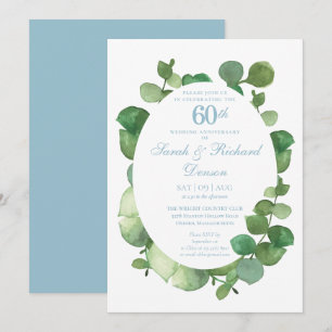 Invitation 60e anniversaire de mariage diamant Eucalyptus