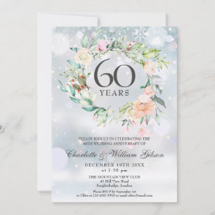 Invitation 60e anniversaire de mariage diamant Floral d'hiver