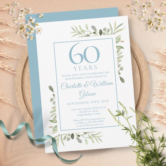Invitation 60e Anniversaire de Mariage Diamant Verdure 