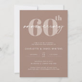 Invitation 60e anniversaire de mariage écriture beige minimal (Devant)