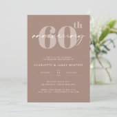 Invitation 60e anniversaire de mariage écriture beige minimal (Debout devant)