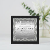 Invitation 60e anniversaire de mariage élégant Argent et Diam (Debout devant)