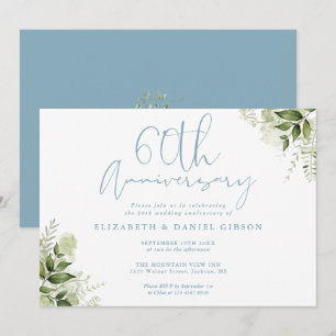 Invitation 60e Anniversaire de Mariage Feuillage Floral
