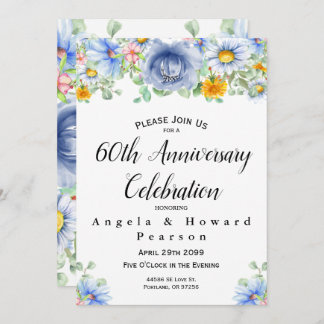 Invitation 60e anniversaire de mariage Fleurs d'eu