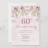 Invitation 60e anniversaire de mariage floral rose (Devant)
