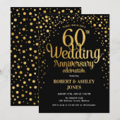 Invitation 60e anniversaire de mariage - Noir et or (Devant / Derrière)