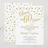 Invitation 60e anniversaire de mariage - Or & Blan (Devant / Derrière)