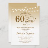 Invitation 60e anniversaire de mariage - Or Blanc (Devant / Derrière)