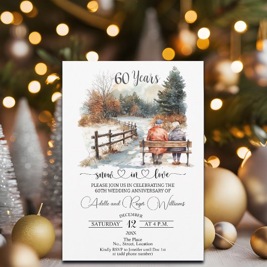 Invitation 60e anniversaire de mariage Paysage hivernal roman