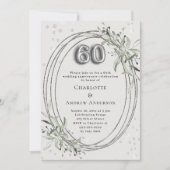 Invitation 60e anniversaire de mariage perle gris verdure (Devant)